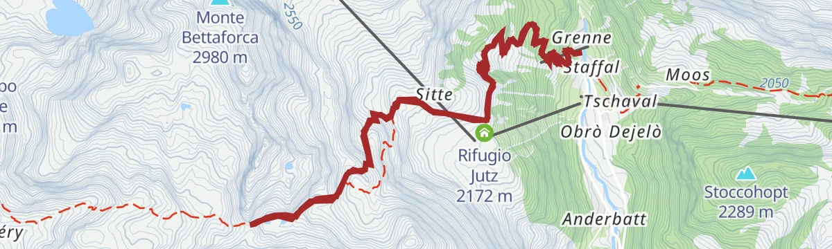 Route map: Passo del Rothorn